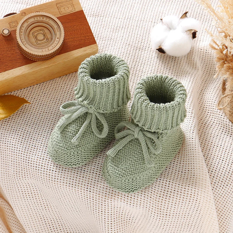 Baby Shoes Boots-Solid Color Knitted Newborn Boys and Girls