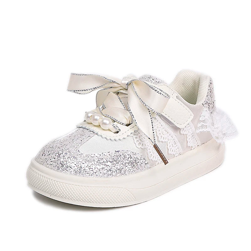 Toddler Baby Girls Bow Sequin Sneakers Glitter