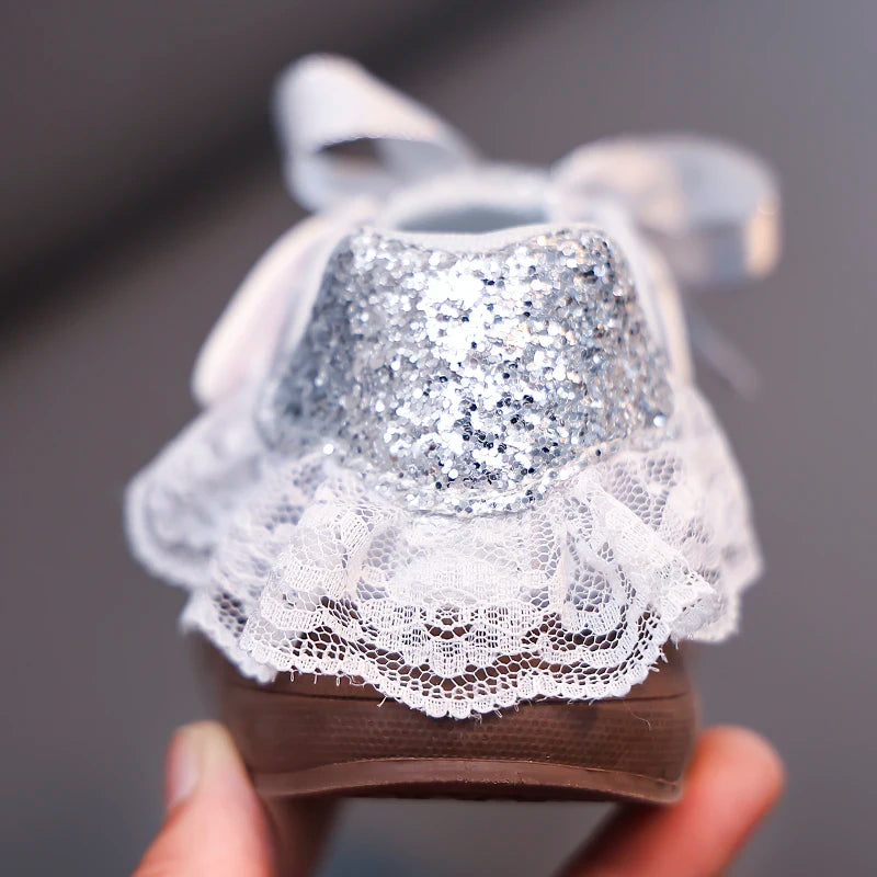 Toddler Baby Girls Bow Sequin Sneakers Glitter