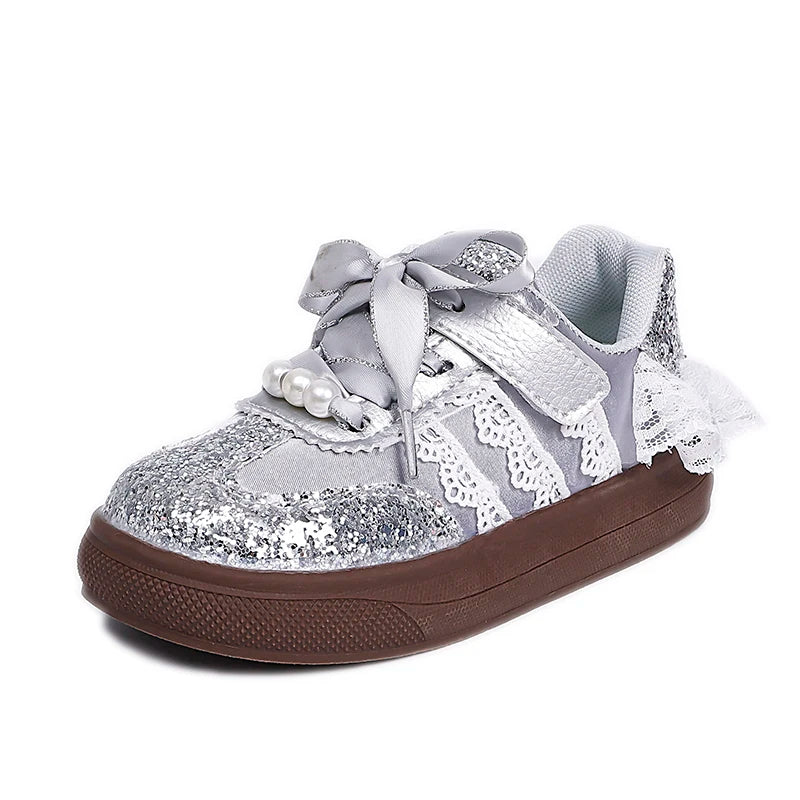 Toddler Baby Girls Bow Sequin Sneakers Glitter
