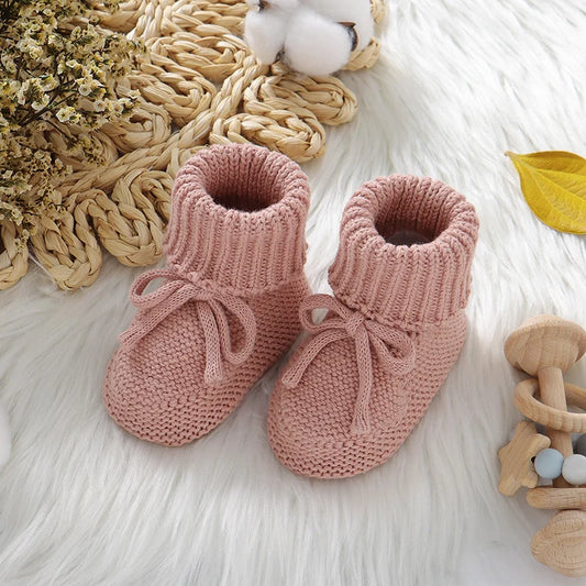 Baby Shoes Boots-Solid Color Knitted Newborn Boys and Girls