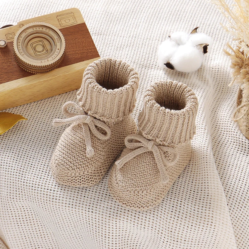 Baby Shoes Boots-Solid Color Knitted Newborn Boys and Girls