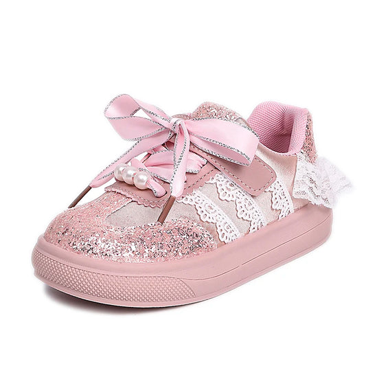 Toddler Baby Girls Bow Sequin Sneakers Glitter