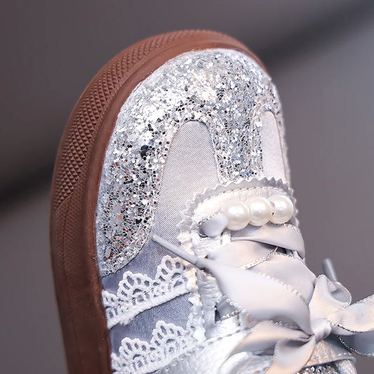 Toddler Baby Girls Bow Sequin Sneakers Glitter