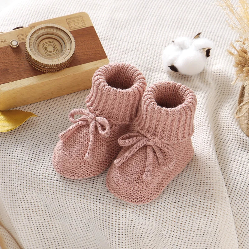 Baby Shoes Boots-Solid Color Knitted Newborn Boys and Girls